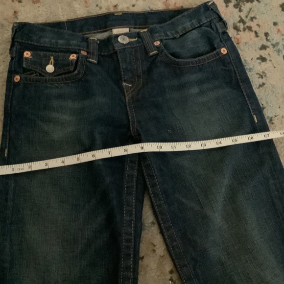 True Religion Bootcut Womens Jeans Tag 14 Dark Blue with Flap Pockets Denim - Picture 8 of 12
